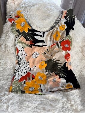 LOFT Multicolor Floral Scoop Neck Camisole